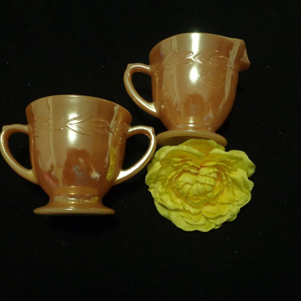 PIN UP CULTURE 3 FIREKING  VINTAGE LUSTERWARE CREAM & SUGAR